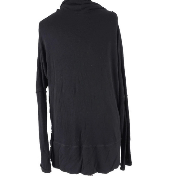 Bordeaux Anthropologie Abbie Black Cowl Neck Ribbed Oversize Sweater Sz XS - Picture 3 of 5